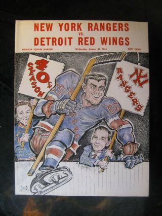 Vintage January 26,  1966 York Rangers Vs Detroit Red Wings Program