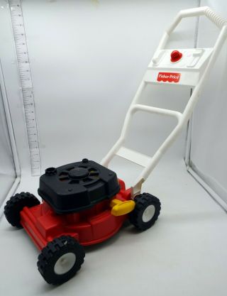 Vintage 1985 Fisher Price Bubble Lawn Mower Push Walking Toy For Toddlers Kids