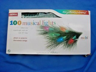 Vtg Noma 100 Dancing Musical Lights In Orig Box Multi Color