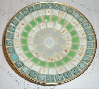 Vintage Mid - Century Ceramic Mosaic Tile Ashtray Trinket Dish - 5 " Diameter