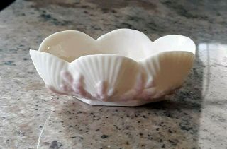 Vintage Belleek Clam Shells & Pink Coral Small Dish