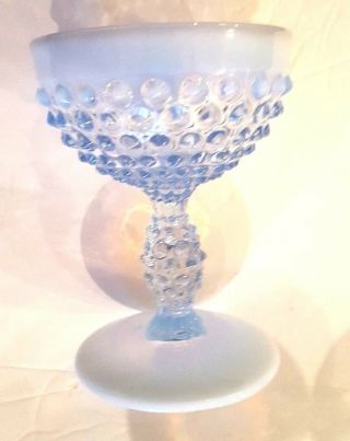 Vintage Duncan Miller Hobnail Champagne Goblet Opalescent Periwinkle Blue