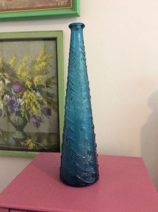 Vintage Empoli Turquoise Genie Bottle / Decanter Without Stopper