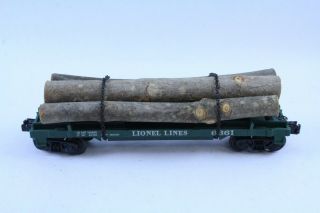 Vintage Lionel O Gauge No.  6361 Log Car W/ Load