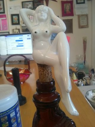 Vintage Nude Woman Ceramic Bottle Stopper Cork - Risqué