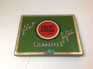 Vintage Lucky Strike Flat Fifties Collectible Cigar Tin