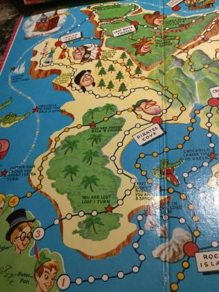 Vintage Transogram 1953 Walt Disney’s Peter Pan Game Of Adventure Travel Game 5