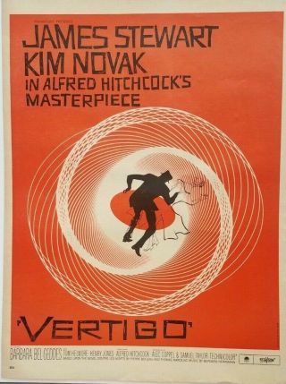 1958 Vertigo Movie Release Saul Bass Alfred Hitchcock Vintage Print Ad