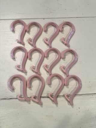 Pink Vintage Plastic Shower Curtain Hooks Set Of 12