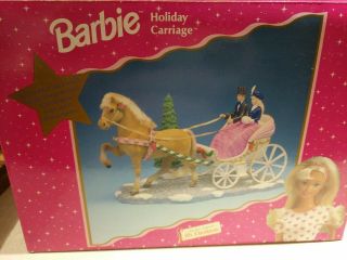 1998 Mr Christmas Barbie Holiday Carriage Animated Musical Vintage