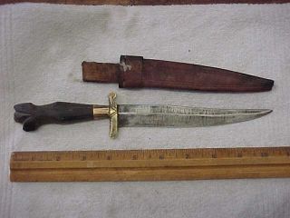 Vintage Philippines Wwii Filipino Knife Negrito W Sheath Brass & Horn Handle