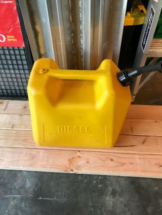 Vintage Diesel Blitz Yellow Gas Can Fuel Container Spout 5 Gallon Farm 5
