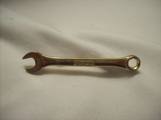 Vintage Snap - On Tools Gold Tone Box Wrench Tie Clasp Money Clip Advertising