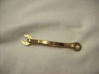 Vintage Snap - On Tools Gold Tone Box Wrench Tie Clasp Money Clip Advertising 4