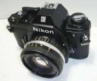 Vintage Nikon EM SLR 35mm Film Camera w/ Series E 50mm f/1.  8 Lens 4