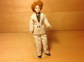 Dollhouse Woman Business Suit 1:12 Vintage Blue Eyes 5 1/2 " Tall