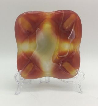 Vintage IMPERIAL Glass RED Slag Ashtray,  End O ' Day,  Square 2