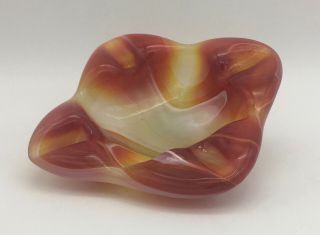 Vintage IMPERIAL Glass RED Slag Ashtray,  End O ' Day,  Square 3
