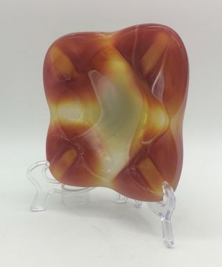 Vintage IMPERIAL Glass RED Slag Ashtray,  End O ' Day,  Square 4
