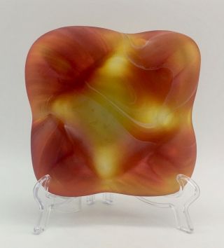 Vintage Imperial Glass Orange Slag Ashtray,  Satin,  End O 