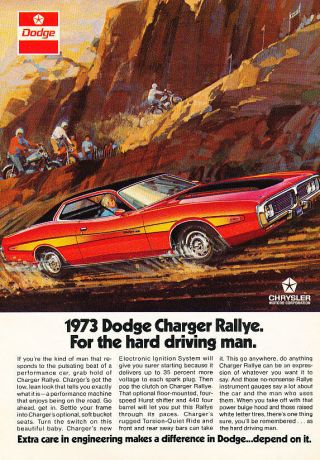 1973 Dodge Charger Rallye - Depend - Classic Vintage Advertisement Ad D73