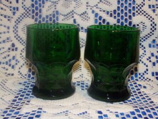 Anchor Hocking Forest Green Georgian Honeycomb Tumblers - 2 - Vintage