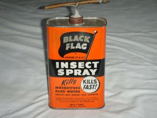 Vintage Black Flag Insect Spray Can Tin With Ddt Rare Quart Size Los Angeles,  Ca