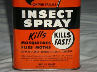 Vintage Black Flag Insect Spray Can Tin with DDT Rare Quart Size Los Angeles,  CA 2
