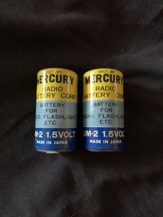 2 Vintage Mercury Radio Corp.  Paper Label C Cell Battery Batteries Display Only