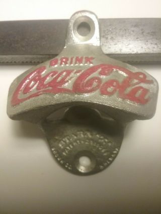 Vintage Coca - Cola Starr Cast Iron Painted Wall Mount Bottle Opener.  Usa