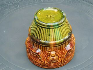 Vintage Art Pottery Blended Glaze JARDINIERE Planters Pot w/ Raised Lions Heads 6