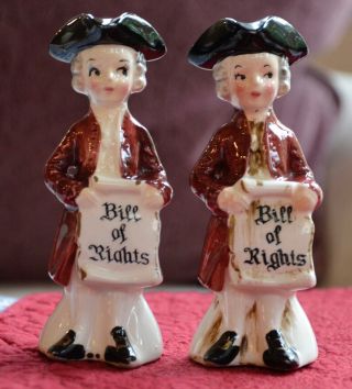 2 pair Betsy & Bill of Rights Boy Salt & Pepper Shakers 4 1/4 