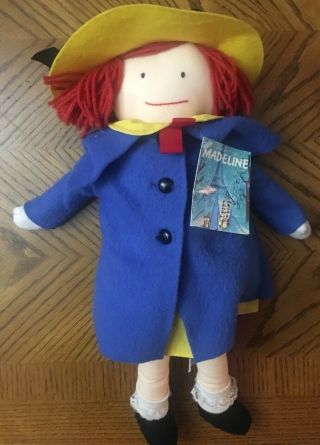 1990 Vintage Eden Madeline 15” Plush Doll School Dress & Hat Stuffed Little Girl