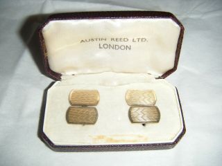 Vintage 9ct Gold Front And Back Engine Turned Cufflinks
