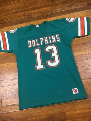 Vintage 90s Dan Marino Miami Dolphins Jersey T - Shirt - Size Medium / Large