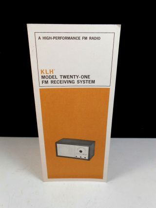 Vintage Klh Model Twenty - One Fm Receiver System Marketing Brochure