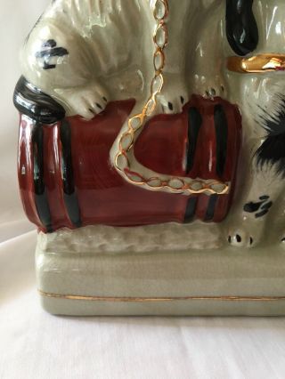 Vintage Staffordshire Porcelain Pottery Spaniels Dogs Figurines Barrel Statues 2