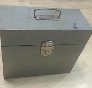 Vtg Hammered Metal Excelsior Stamford Conn Usa Metal File Locking Box With Key