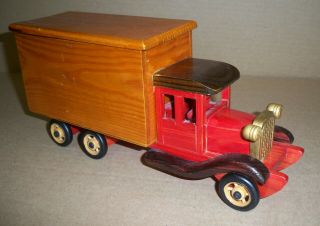 Old Wood Toy Truck Storage Box Vintage Style