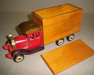 OLD WOOD TOY TRUCK Storage Box Vintage Style 2