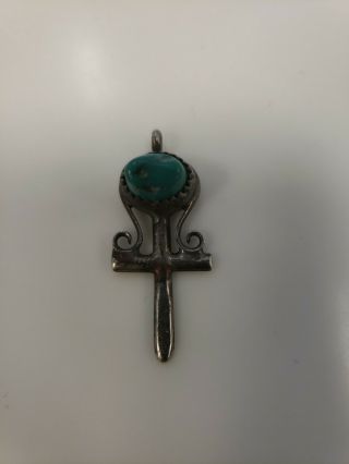Vintage Navajo 925 Sterling Silver Turquoise Only Pendant