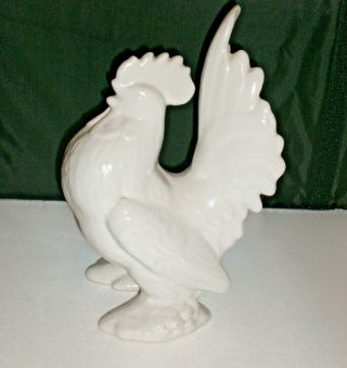 Vintage 2 Country Rooster & Hen Figurine ' s Home Decor White 3