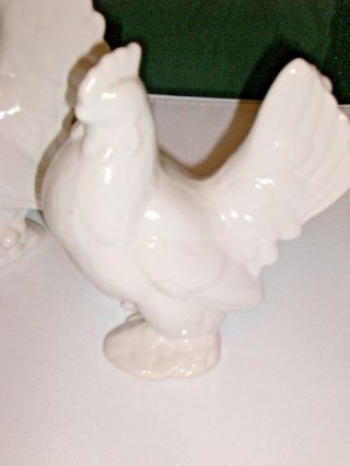 Vintage 2 Country Rooster & Hen Figurine ' s Home Decor White 4
