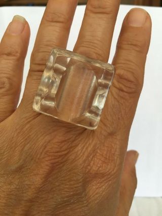 Vintage Clear Lucite Chunky Mod Fashion Costume Ring