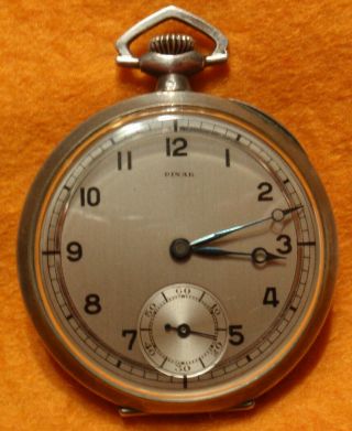 Vintage Dinar Art Deco Pocket Watch.  46mm Silver?