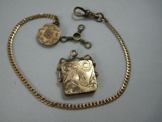 Vintage Gold Filled D&c Watch Fob And A J.  M.  F.  & Co Locket