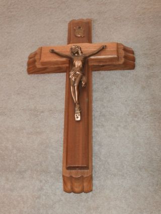 Vtg Wooden Metal Last Rites Cross Crucifix Candles Sick Call Instructions