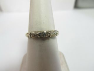 Vintage 1930s 14k Solid White Gold Wedding Band With Natural Diamonds