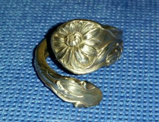Vintage Gorham Sterling Silver Spoon Ring Daisy Flower Floral Adjustable Size