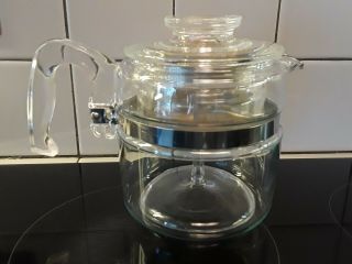 Vintage Pyrex Flameware Glass Percolator Coffee Pot 4 Cup Complete 7754 - B